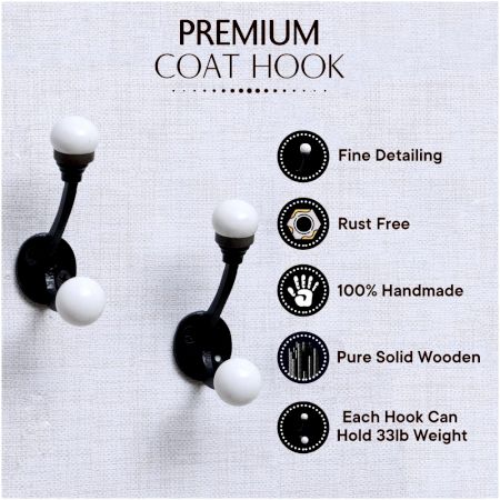Black Double Loop Ceramic Iron Hooks